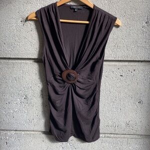 BCBG Max Azria Knit Top with wood detail